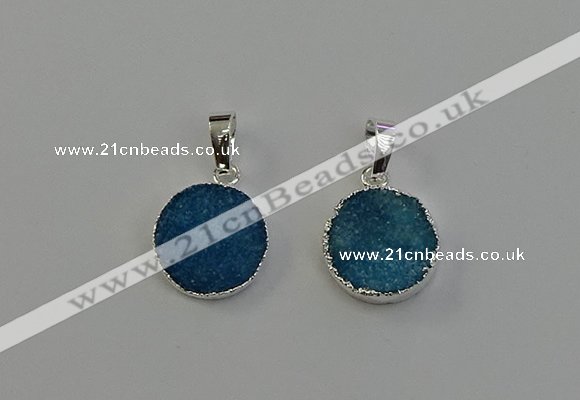 NGP6513 15mm - 16mm coin druzy agate pendants wholesale