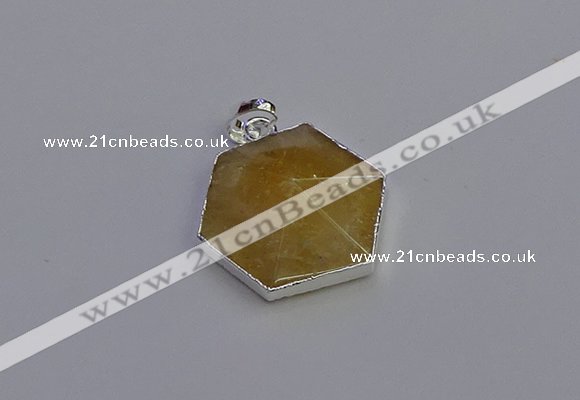 NGP6823 24*25mm hexagon citrine gemstone pendants wholesale