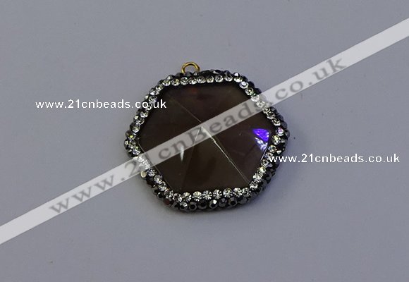 NGP7115 30*30mm hexagon smoky quartz pendants wholesale