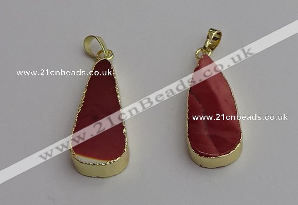 NGP7245 10*40mm flat teardrop mookaite gemstone pendants