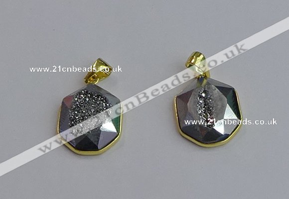 NGP7465 16*18mm freeform plated druzy agate gemstone pendants