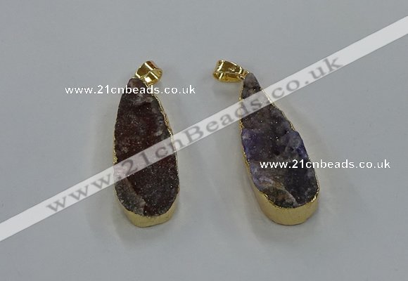 NGP8508 15*33mm - 17*40mm flat teardrop druzy agate pendants