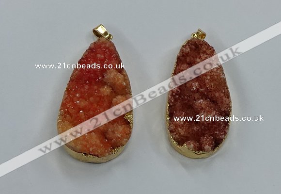 NGP8512 25*48mm - 27*52mm flat teardrop druzy agate pendants