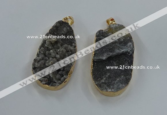 NGP8519 25*48mm - 27*52mm flat teardrop druzy agate pendants