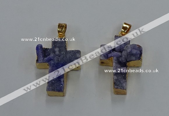 NGP8534 22*30mm - 25*35mm cross druzy agate pendants wholesale