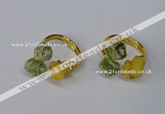 NGR212 5*8mm - 6*10mm freeform druzy agate & peridot rings wholesale