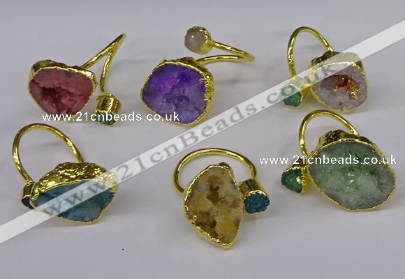 NGR219 8*9mm - 20*25mm freeform druzy agate gemstone rings