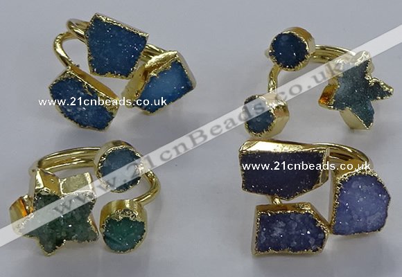 NGR353 8mm - 15*16mm freeform druzy agate gemstone rings